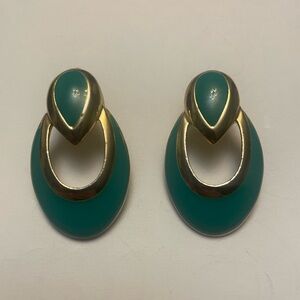 Large green warrior earrings